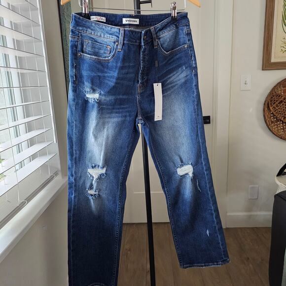 NWT Vigoss Frankie Slim Straight Jeans Womens size 31 Medium Wash - Picture 2 of 9